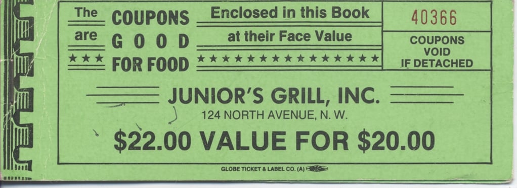 Junior's Grill coupon book