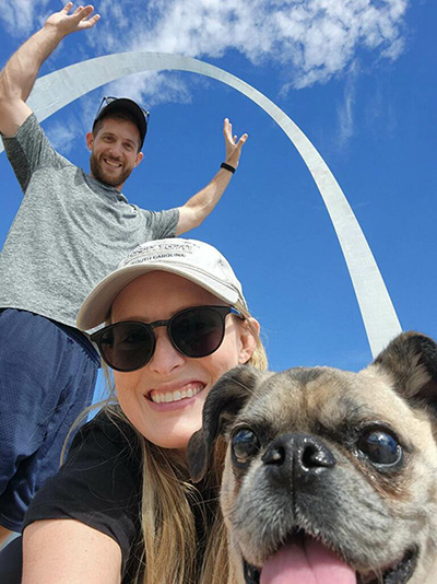 Ann Mac'Kie with her dog and boyfriend