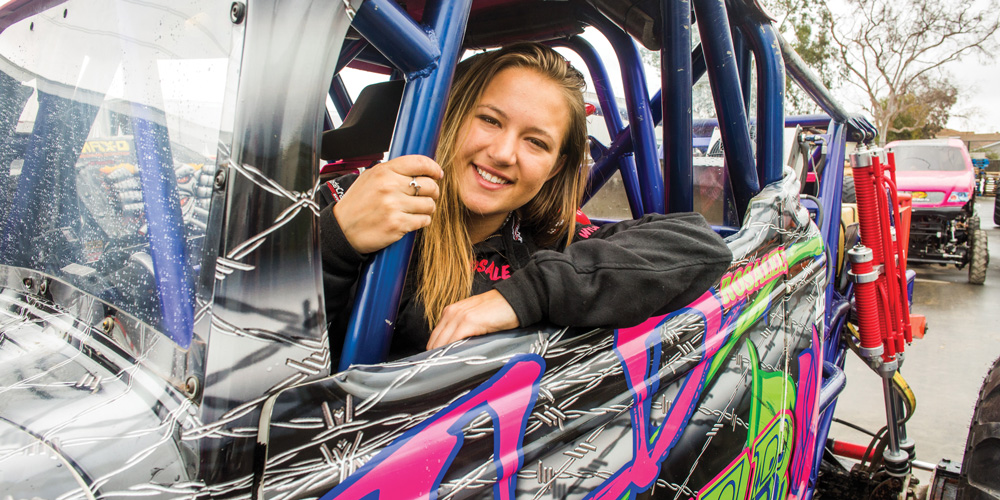 Rosalee Ramer in a monster truck