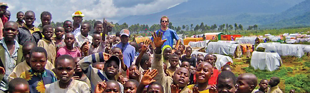 Brandon Cox in a refugee camp