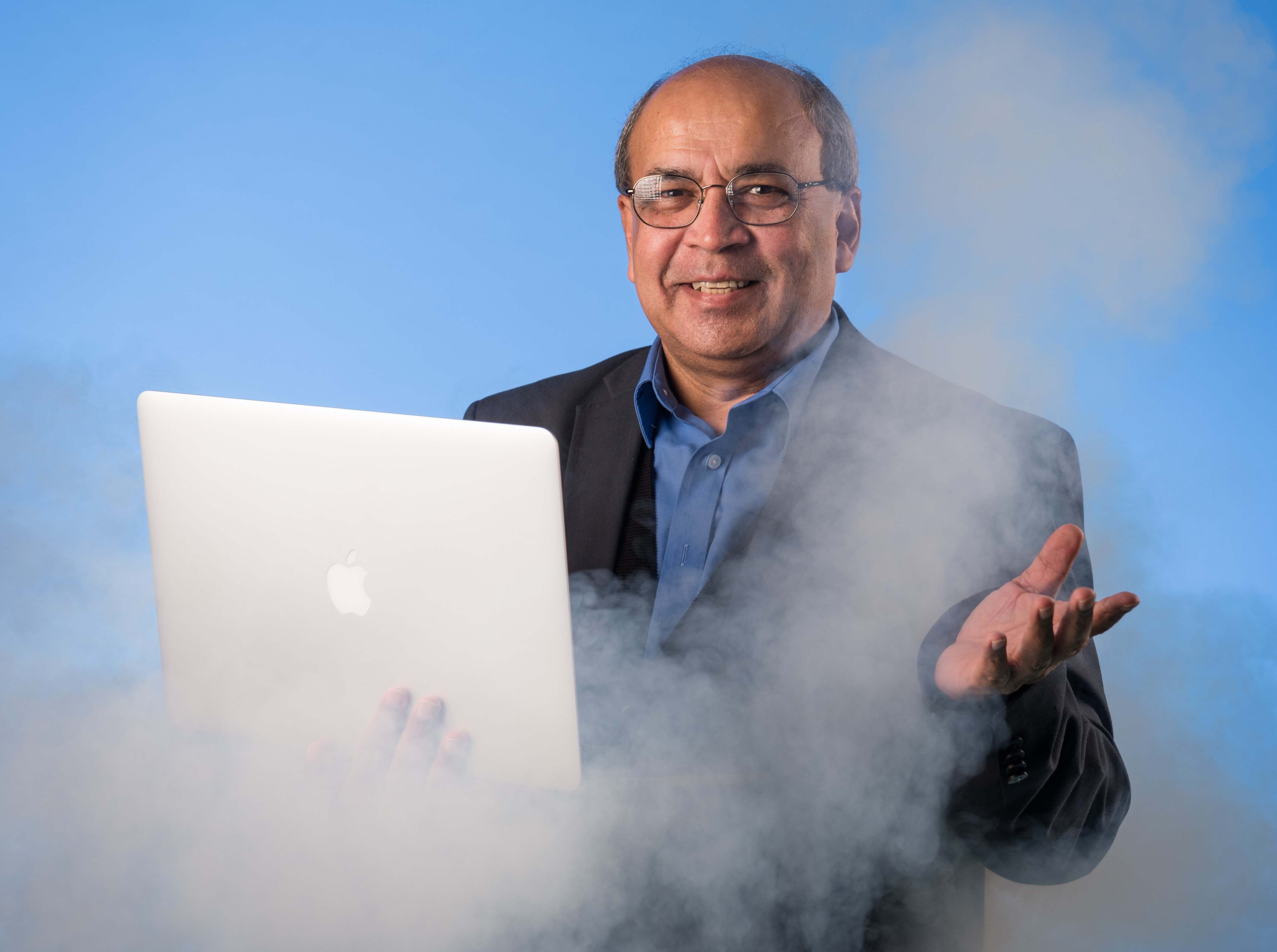 picture of a professor in a puff of smoke