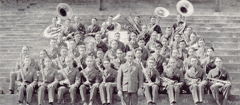 Old photo of GT marching band