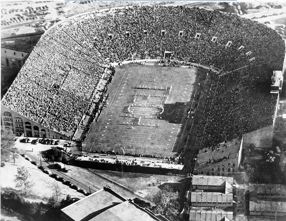 overhead shot of Bobby Dodd stadium