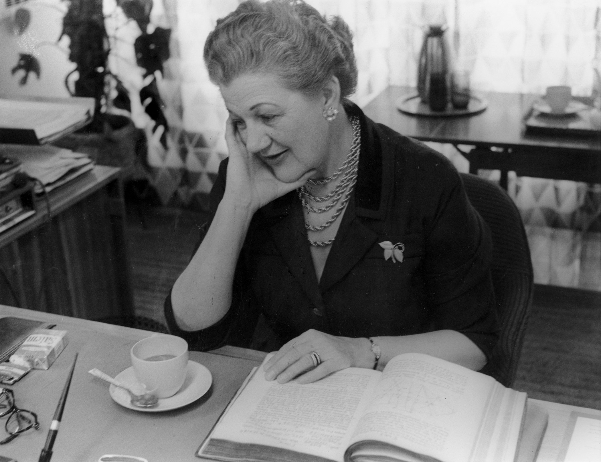 Dorothy Crossland at her desk