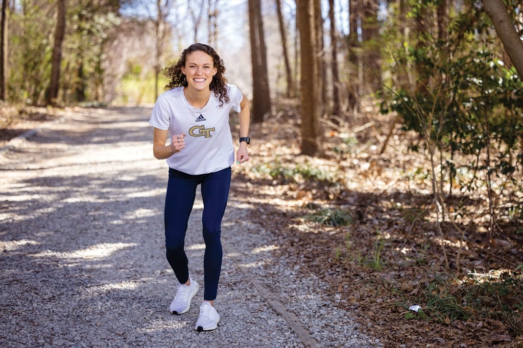 Nicole Fegans running outside